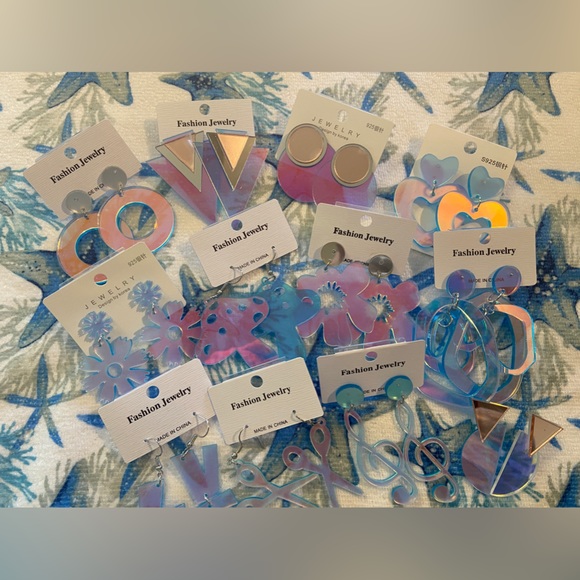 🎼Music Earrings🎼-New/Fun/Large/Iridescent/Plastic/Hippie/Rainbow/Party/Fun/Luv - Picture 12 of 12